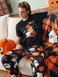 Chillnights Men's Crew Neck Knit Short Sleeve & Long Pants Loungewear Set - Multicolor - View 3