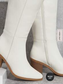 SHUZIA Women's Wide Shaft&Wide Fit Knee High Boots Summer Shoes Spring Shoes Spring Break Easter - Beige - View 6
