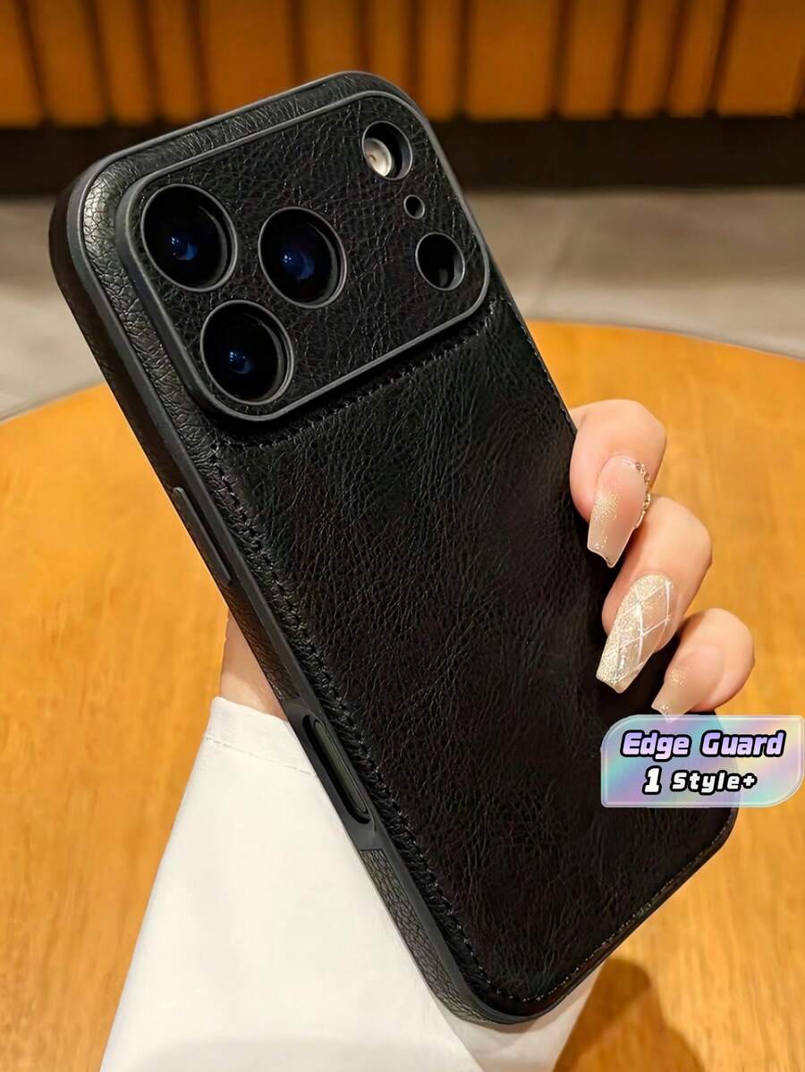 Casing Ponsel Anti Guncangan Kompatibel dengan iPhone, Desain Ramping, Bumper PU Lembut, Anti Gores, Perlindungan Jatuh - Hitam - View 1