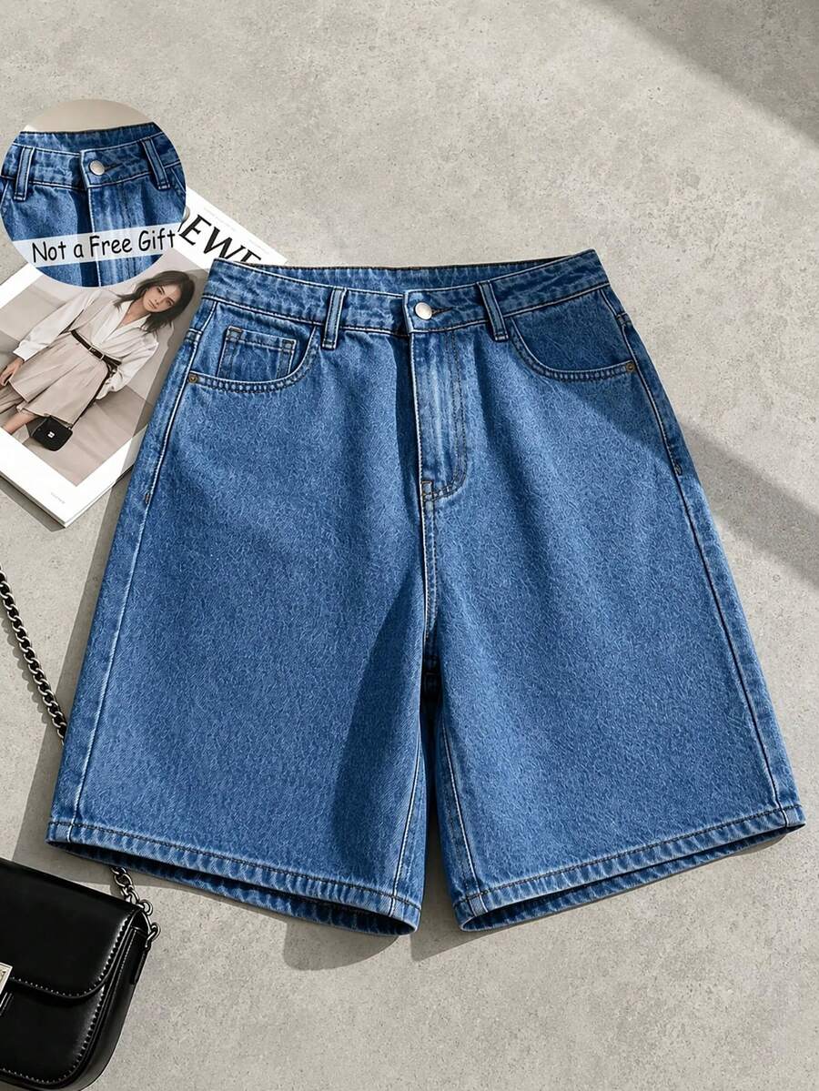 EURMUSE WOMEN HIGH WAIST MINI SHORT GRAY WASH - Blue - View 1