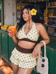 Bellisia 2026SS Star Print Cute Sweet Vintage Casual Vacation Beach Seaside Plus Size Swimwear Set - Pink - View 6