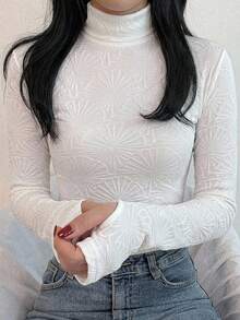 DAZY 女款純色休閒百搭日常穿著T恤 - 白色 - 查看 1