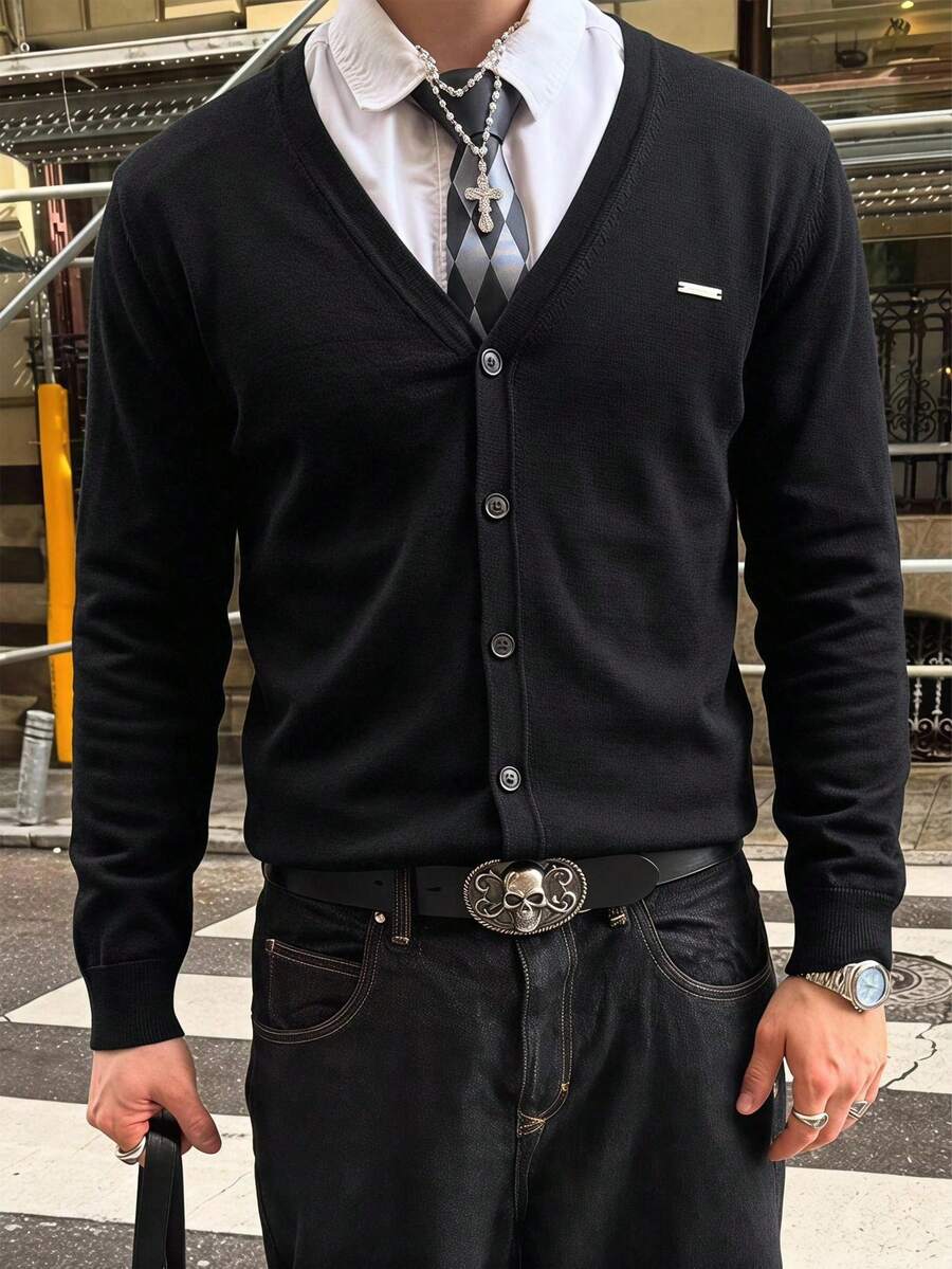 Manfinity Hypemode Cardigan casual versátil de unicolor para hombre - Multicolor - Ver 1
