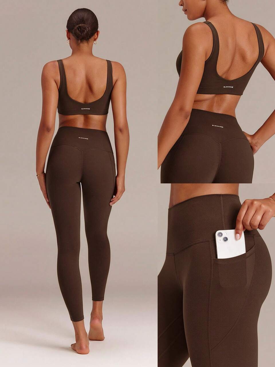 FeatherFit™ Sculpt & Lift Sports Bra And 24" Butt-Lifting Leggings Set With Side Pockets Yoga Pilates Studio Active Wear