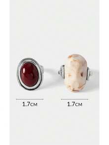 Noxbound Bohemian Imitation Stone Retro Ring Two-Piece Combination - Antique Silver - View 11
