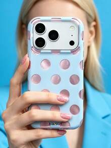 ShellaStory Minimalist Dopamine Color Large Polka Dots Fine Sand Phone Case Compatible With IPhone 17 Pro Max 17 Pro 17 Pro 16 14 13 15 Pro Max 14 15 16 Plus 14 15 13 16 17 Simple Candy Color Protective Cover - Blue - View 2