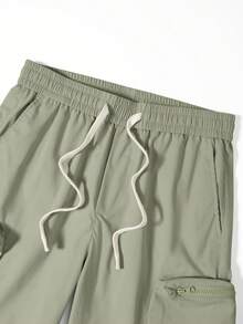 Manfinity Roghcode Men's Summer Casual Solid Color Cargo Shorts - Green - View 5