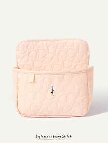 Cozy Pixies 1-Piece Stroller Accessories Love Flower Pattern Storage Bag, Built-In Bottle Compartment, Diaper Storage Mother And Baby Bag, Suitable For Outdoor Co - Pink - View 6