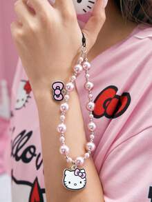 HELLO KITTY AND FRIENDS | SHEIN 時尚可愛卡通狗壓克力手工串珠手機鍊 手機掛繩 手機吊飾 - 彩色 - 查看 2