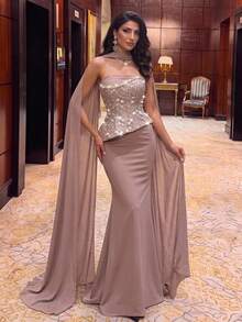 Glamrae Elegant Luxury Diamond Pearl Sequin Floral Mesh Patchwork ...