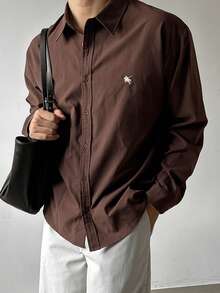 DAZY Men's Knight Pattern Long Sleeve Shirt And Pants Casual Daily Outfit Fall - Multicolor - View 2