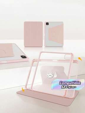 1Pc Acrylic 360° Rotating Foldable Stand Holder With Built-In Pen Slot, Compatible With IPad Mini 6/7, 9.7, 10.2, 10.5, Air 4, 10.9, Pro 11, 10th, Air 11(M2) 2024, Air 13(M2) 2024, Pro 11(M4), Pro 13(M4) 12.9, IPad Air 13(M3 2025), IPad Air 11-Inch (M3) 2025, IPad (A16) 11 Inch 11th Generation 2025