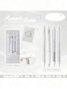 Set de 4 bolígrafos de gel con cinta suave, estilo ballet, de 0.38mm/0.5mm, con tinta negra de secado rápido, para escribir, regalo para volver a la escuela - Multicolor - Ver 18