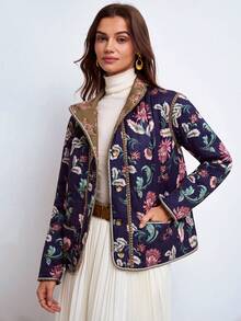 Dayvera Women's Autumn/Winter Casual Floral Print Jacket - Multicolor - View 9