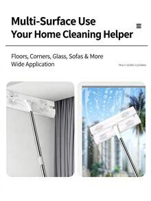 1Pc Anti-Static Wet & Dry Cleaning Mop, Flat Mop, Super Microfiber Mop, Can Clean Dust, Dirt And Pet Hair On Hardwood And Tile Floors, Comes With Replaceable Mop Head, Detachable Microfiber Mop Head, Japanese-Style Metal Rod, Disposable/Reusable Mop. - one size fits all - View 11