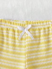 SHEIN 女童條紋T恤與喇叭褲套裝 - 黃色 - 查看 7