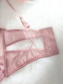 SHEIN Conjunto sexy de 2 piezas con bordado transparente - Rosa vieja - Ver 3