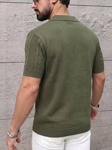Manfinity Homme Men's Solid Color Casual Versatile Daily Wear Knit Top - Army Green - View 3