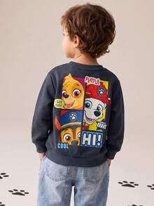 SHEIN | PAW Patrol Kids Young Boy Cartoon Pattern Knitted Soft Crew Neck Long Sleeve Pullover Autumn Winter Sweatshirt - Grey - View 1