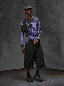 NEON BLANC Men's Purple And Black Crew Neck Casual Goth Daily Wear T-Shirt Halloween Rave Concert Autumn - Multicolor - View 1