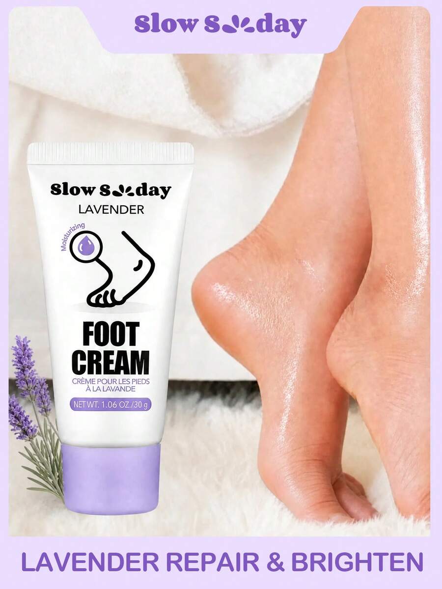 SlowSunday Lavender Foot Cream, Anti-Drying Crack Foot Cream, Hand And Foot Skin Care, Moisturizing, Soothing Skin, Deep Nourishment, With Multiple Plant Oils, Skincare, Suitable For Fall & Winter, Autumn Essential, Halloween & Christmas - White - View 1