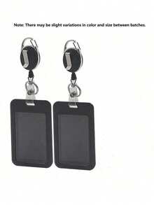 1pc Hard Black Vertical Plastic Card Holder With Retractable Badge Reel Clip For Office/School Id, Credit Card, Key Card, Driver License And Access Pass Protection Back To School - Black - View 11