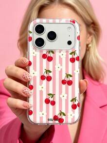 ShellaStory Casing Ponsel Motif Bunga Sakura Merah Muda Lucu, Kompatibel dengan iPhone 17 Pro Max 17 Pro 17 Pro 16 14 13 15 Pro Max 14 15 13 16 17 Gaya Musim Panas, Pelindung Motif Buah dan Bunga - Berwarna merah muda - View 2