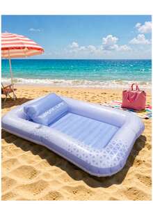 Inflatable Tanning Pool Lounger, Detachable Pillow, Ribbed Base, Adult Pool Float Raft For Sunbathing, Cooling, Relaxing, Reading And Outdoor Leisure In Garden, Patio, Backyard, Poolside - A - View 4