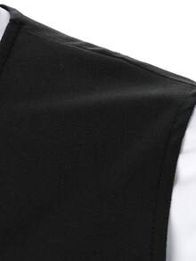 Calvornis Fashionable Men's Solid Color Single-Breasted Suit Vest - Black - View 5