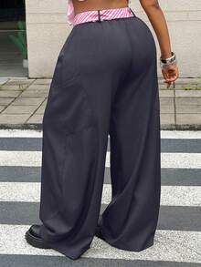 Maweii Plus Size Women Casual Versatile Daily Wear Long Pants Fall - Dark Grey - View 2