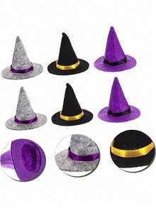 Mini Felt Witch Hat Wizard Cap Wine Bottle Decorations Props For Halloween Holiday Party Cosplay Supplies - View 2