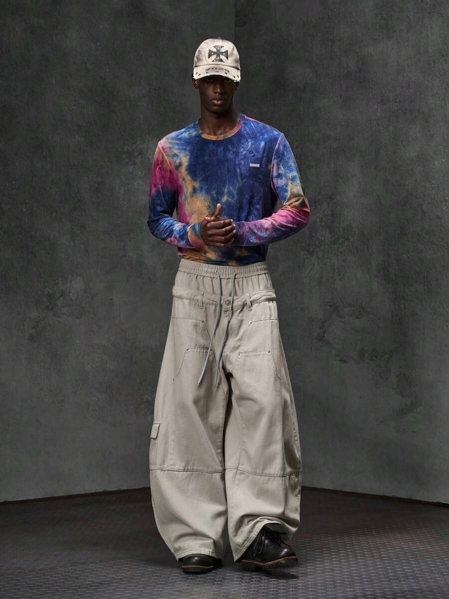 NEON BLANC Men's Crew Neck Long Sleeve Knit Tie Dye Casual Streetwear T-Shirt Rave Concert Autumn - Multicolor - View 1