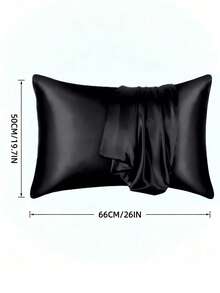 1pc Ice Silk Satin Pillowcase – Soft Breathable Cool Touch Envelope Closure Pillow Cover, Machine Washable, Gift - Multicolor - View 4