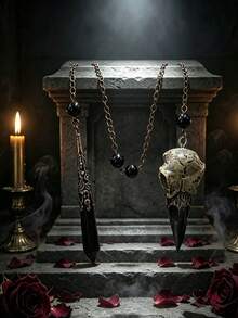 HalloweenBlack Crystal Hanging Ornament With Crow Charm Pendant - black - View 8