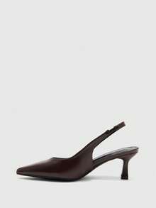 CUCCOO BIZCHIC Sepatu Wanita Cokelat, Model Ramping dengan Tali Tipis Berbentuk V di Bagian Belakang, Hak Sedang Lancip, dan Desain Mewah Ringan untuk Perjalanan Sehari-hari - Coklat - View 10