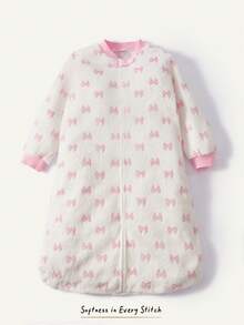 Cozy Pixies 1 Baby Sleeping Bag Soft Thick Pink Striped Bow Cute Pattern Flannel Printed Sleeping Bag, Suitable For Newborn Gifts - Multicolor - View 3