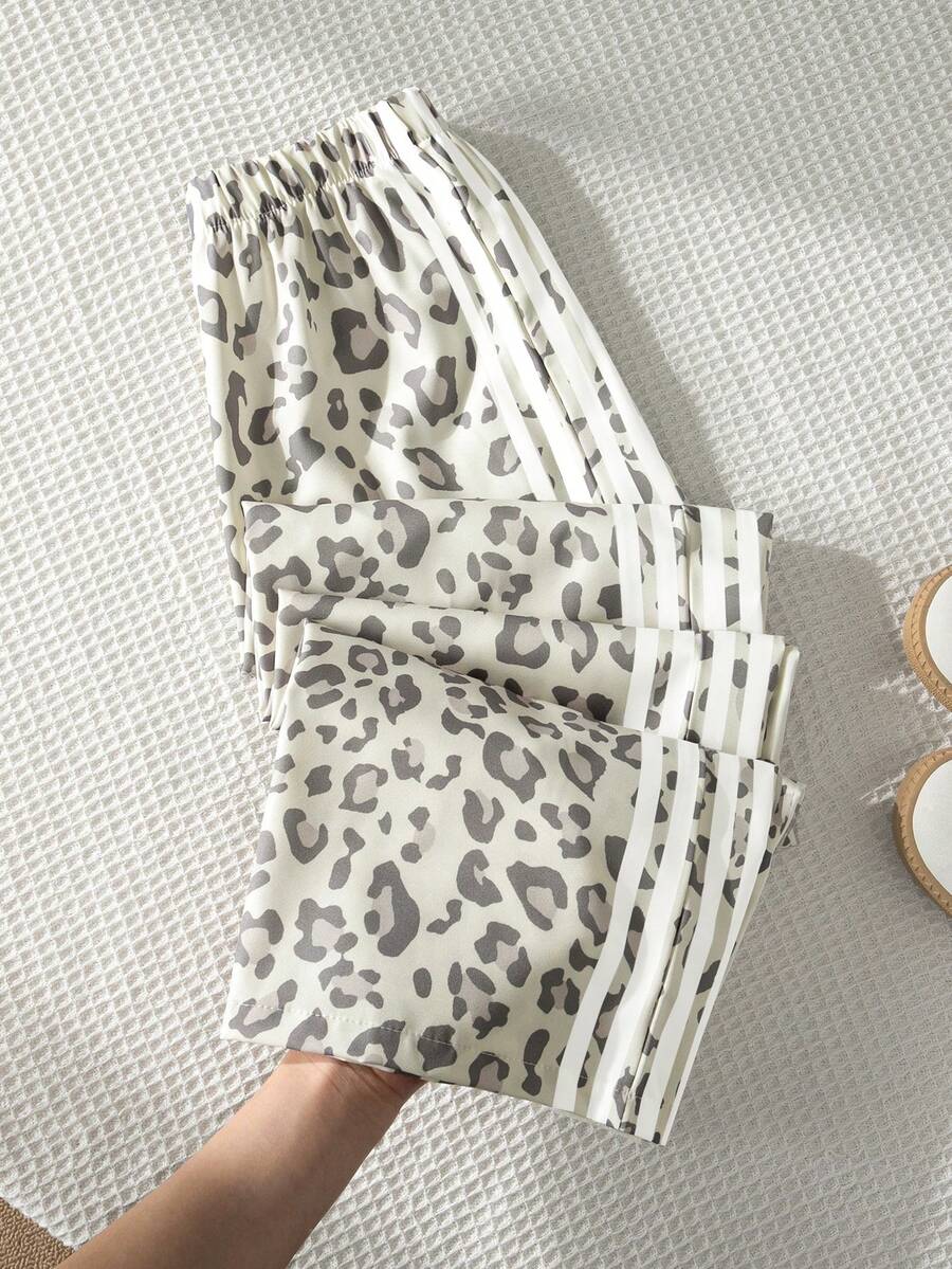 SHEIN Tween Girls Pants, Streetwear, Loose,Fall Clothes, Fall, Basic, Vacation, Cargo Y2k Wide Leg Straight Cargo Pants Leopard Print High-Rise/High-Waisted - Multicolor - View 1