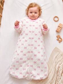 Cozy Pixies 1 Baby Sleeping Bag Soft Thick Pink Striped Bow Cute Pattern Flannel Printed Sleeping Bag, Suitable For Newborn Gifts - Multicolor - View 2