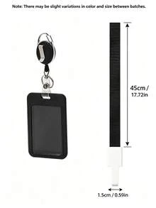 1pc Hard Black Vertical Plastic Card Holder With Retractable Badge Reel Clip For Office/School Id, Credit Card, Key Card, Driver License And Access Pass Protection Back To School - Black - View 12