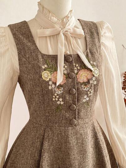 Vintamour Vintage Elegant Women's Dress With Pockets Floral Embroidery Ditsy Floral Square Collar Spaghetti Strap Casual Holiday Mini Dress Summer Outfits For Women Summer Dresses For Women Easter Dress Women Spring Outfits For Women Spring Dresses For Women Vacation Outfits Woman Women Vacation Outfits Women Dresses For Women Summer Sun Dresses For Women Formal Dresses For Women Elegant Vacation Outfits Women Summer Holiday Outfits For Women