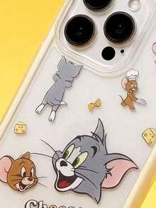 TOM & JERRY X SHEIN A Stylish, High-End Printed Pattern Protective Phone Case Design, Perfect For IPhone – A Cute, Fashionable, And Sophisticated Phone Case. - Multicolor - View 3