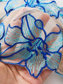 SHEIN Set Lingerie Seksi Wanita Warna Nude 2 Potong - Mint Blue - View 6