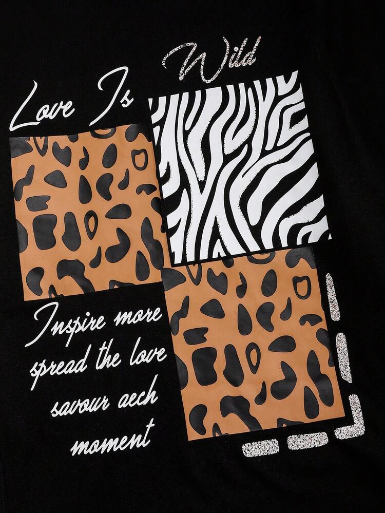 SHEIN Tween Girl Tween Girl Tween Girl Tween Girls Tween Girl Autumn Long T-Shirt Leopard Print Long Pants Sweet Casual Daily - Multicolor - View 7