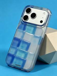ShellaStory Simple Gradient Ice Blue Square Phone Case Compatible With IPhone 17 Pro Max 17 Pro 17 Pro 16 14 13 15 Pro Max 14 15 13 16 17 Minimalist Transparent Protective Cover - Blue - View 1
