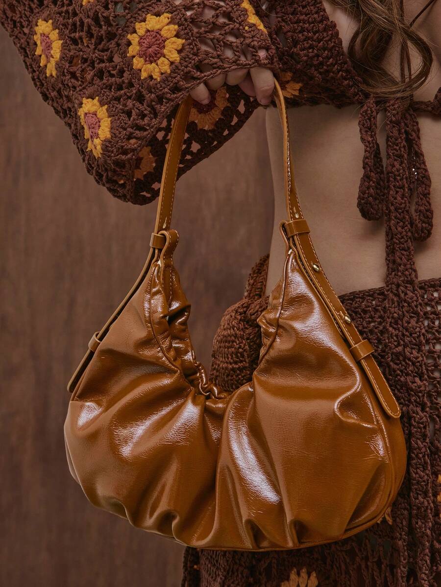 MUSERA حقيبة كتف من جلد PU بني، كاجوال وعصرية، مناسبة للربيع والصيف والإجازات - عميق العنبر البني - مشاهدة 1