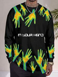 Gym Rark Men's Neon Hand Print Long Sleeve Sports T-Shirt, Gym - Multicolor - View 4