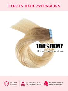 Real Remy Human Hair 12-24inches Straight Tape In Human Hair Extensions Natural High Quality Silky Seamless Invisible PU Tape In Hair Extensions 20PCS 50G/Pack For Salon Halloween Costumes - S22/613 - View 3
