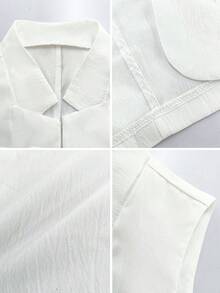 SHEIN Clasi Notched Detail Open Front Vest Blazer - White - View 7
