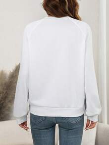 EMERY ROSE Women's New Autumn/Winter Casual Patchwork Long Sleeve Sweatshirt - Blue and White - View 2