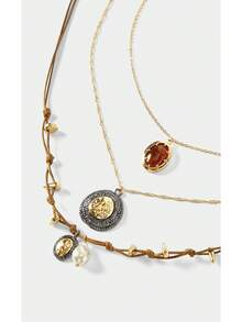 Noxbound Bohemian Vintage Multi-Layer Rest Versatile Necklace - Gold/Brown - View 2